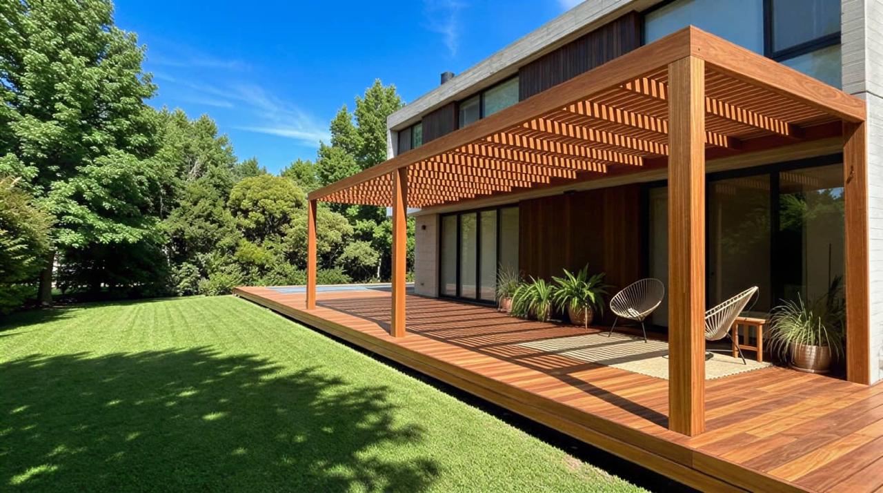Deck perimetral de pileta en madera — Don Deck