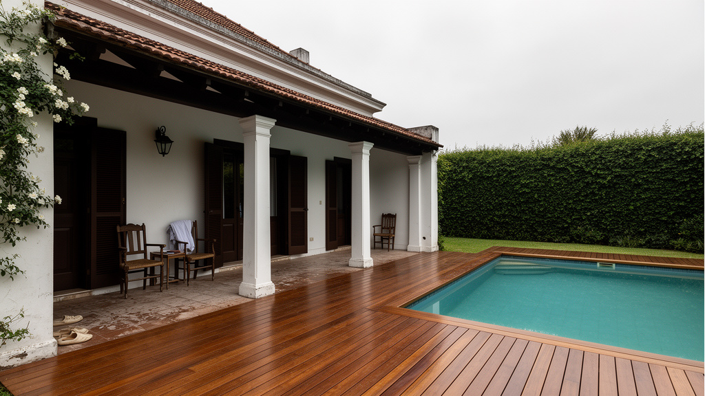Deck perimetral de pileta en madera — Don Deck