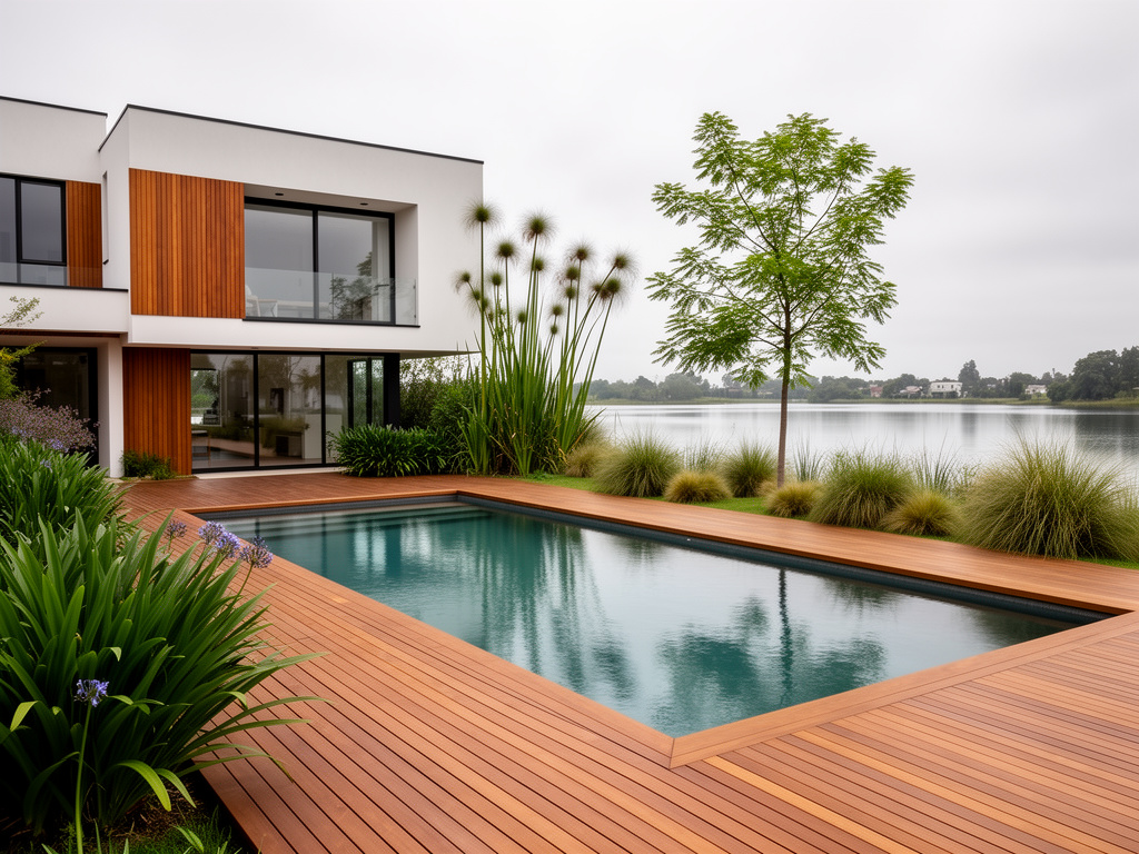 Deck de madera en borde de pileta — Don Deck