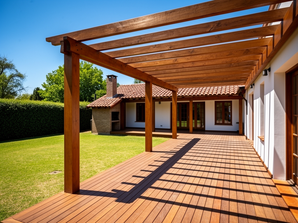 Deck de madera con pérgola integrada — Don Deck